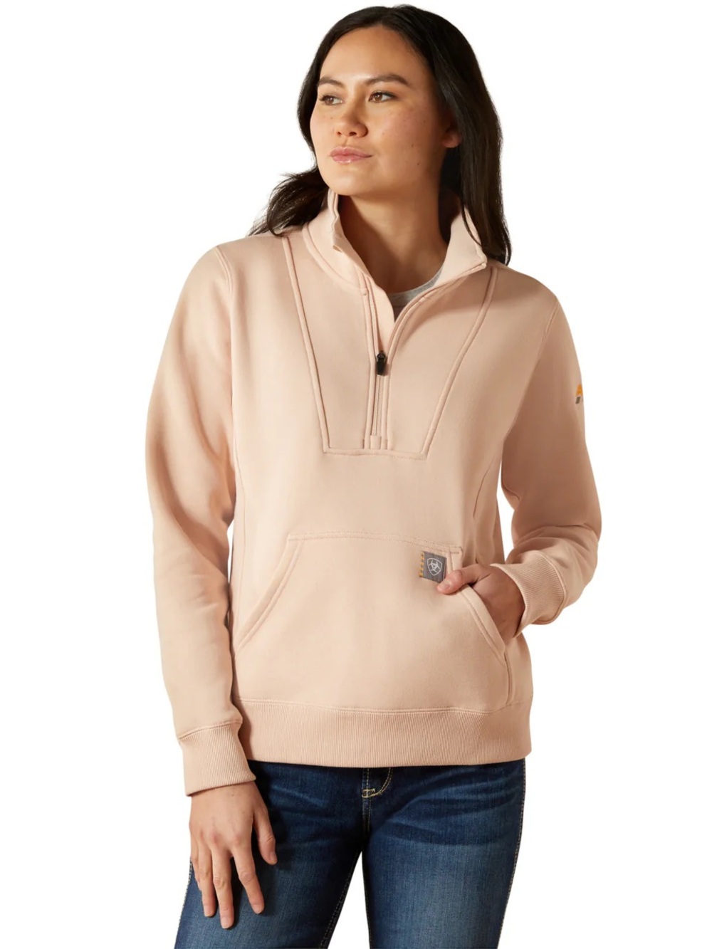 Ariat Women's Traverse Funnel Neck Sweatshirt Cameo Rose Pink, Large